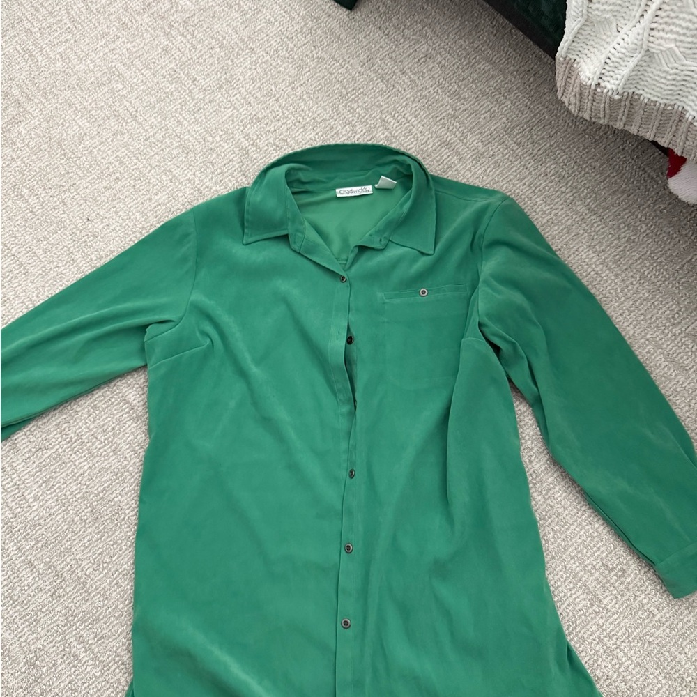 Vintage Green Button-Up Shirt